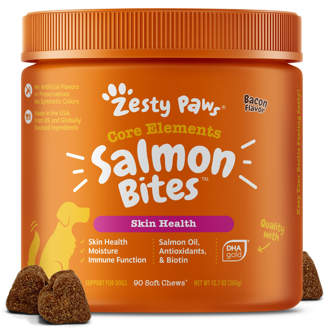 Salmon Bites™ Soft Chews for Skin Health, Wild Alaskan Omega 3 Fish Oil & Antioxidants, Dog Supplement